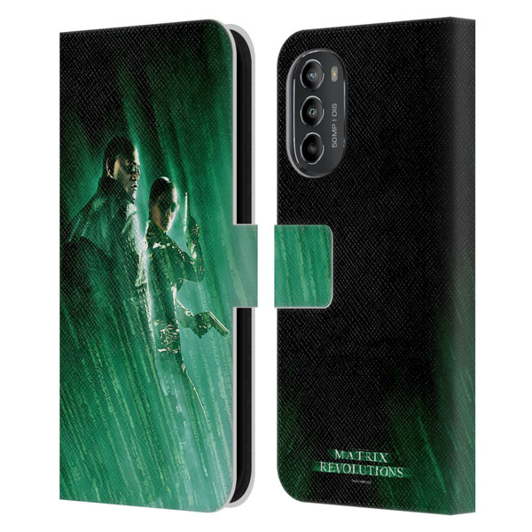 The Matrix Revolutions Key Art Morpheus Trinity Leather Book Wallet Case Cover For Motorola Moto G82 5G