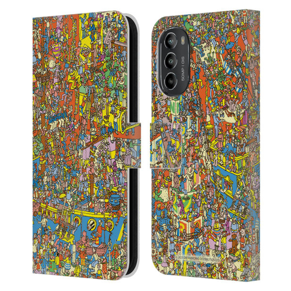 Where's Wally? Graphics Hidden Wally Illustration Leather Book Wallet Case Cover For Motorola Moto G82 5G