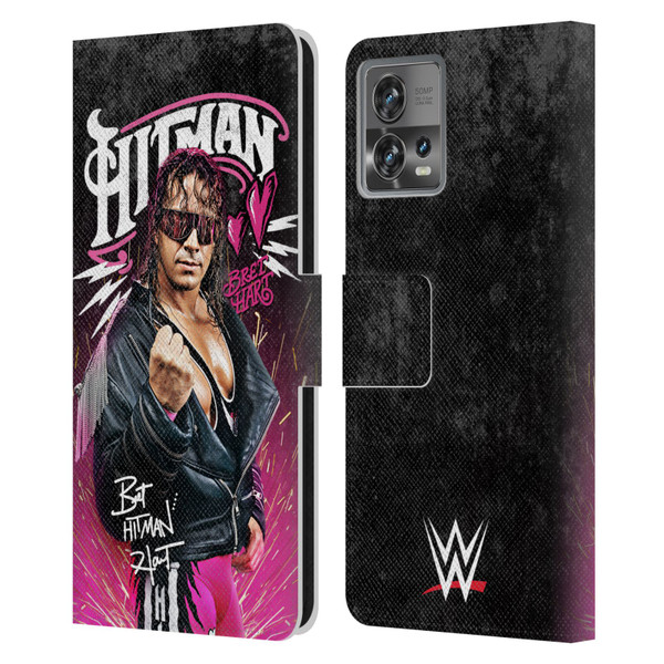 WWE Bret Hart Hitman Graphics Leather Book Wallet Case Cover For Motorola Moto Edge 30 Fusion