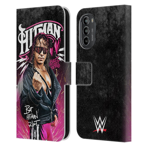 WWE Bret Hart Hitman Graphics Leather Book Wallet Case Cover For Motorola Moto G82 5G