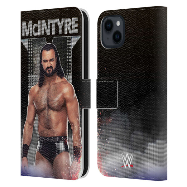 WWE Drew McIntyre LED Image Leather Book Wallet Case Cover For Apple iPhone 15 Plus