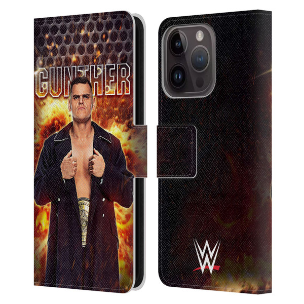 WWE Gunther Portrait Leather Book Wallet Case Cover For Apple iPhone 15 Pro