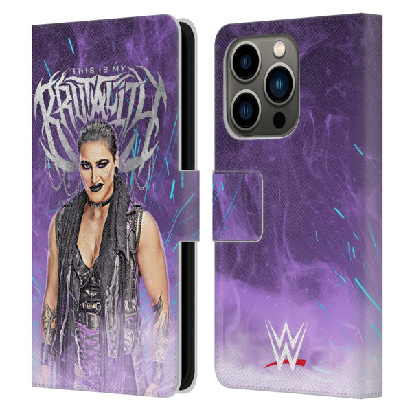 WWE Rhea Ripley This Is My Brutality Leather Book Wallet Case Cover For Apple iPhone 14 Pro