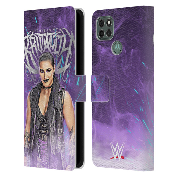 WWE Rhea Ripley This Is My Brutality Leather Book Wallet Case Cover For Motorola Moto G9 Power