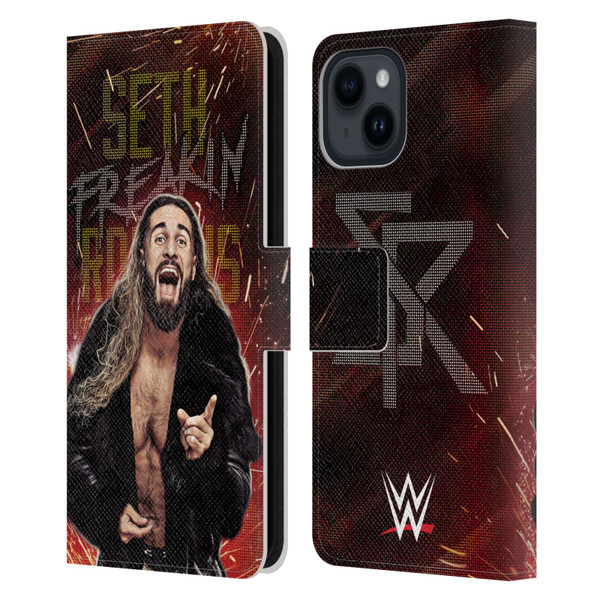 WWE Seth Rollins LED Leather Book Wallet Case Cover For Apple iPhone 15