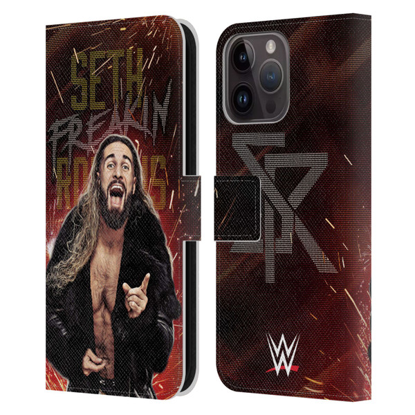 WWE Seth Rollins LED Leather Book Wallet Case Cover For Apple iPhone 15 Pro Max