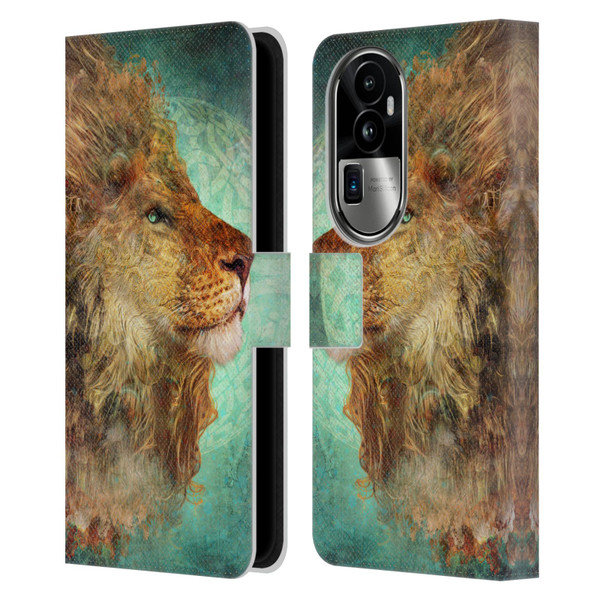 Jena DellaGrottaglia Animals Lion Leather Book Wallet Case Cover For OPPO Reno10 Pro+