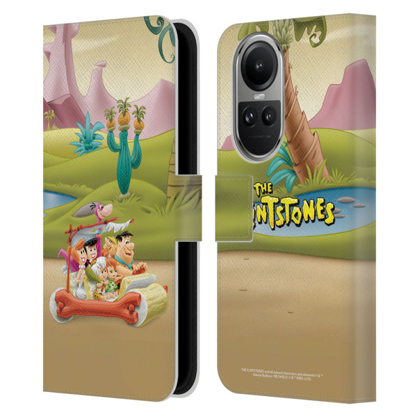 The Flintstones Characters Stone Car Leather Book Wallet Case Cover For OPPO Reno10 5G / Reno10 Pro 5G