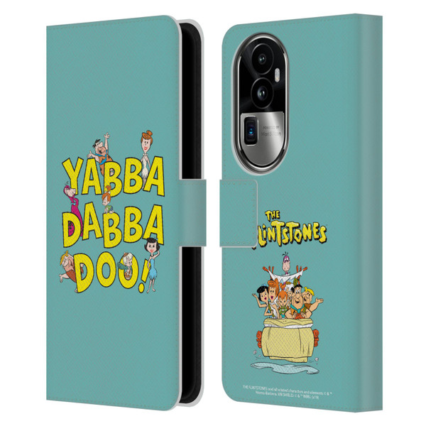 The Flintstones Graphics Yabba-Dabba-Doo Leather Book Wallet Case Cover For OPPO Reno10 Pro+