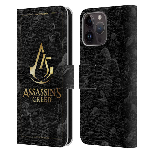 Assassin's Creed 15th Anniversary Graphics Crest Key Art Leather Book Wallet Case Cover For Apple iPhone 15 Pro Max