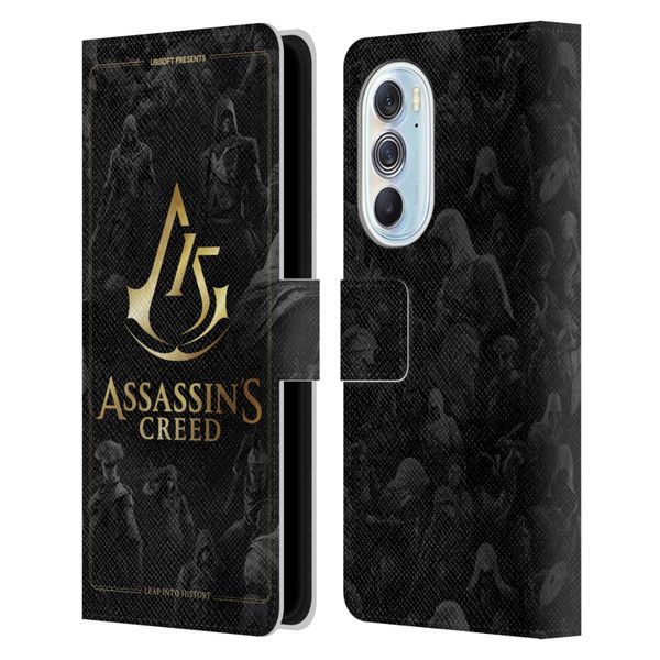 Assassin's Creed 15th Anniversary Graphics Crest Key Art Leather Book Wallet Case Cover For Motorola Edge X30