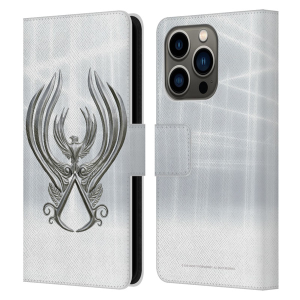 Assassin's Creed Brotherhood Logo Main Leather Book Wallet Case Cover For Apple iPhone 14 Pro