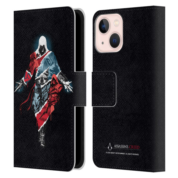 Assassin's Creed Legacy Character Artwork Double Exposure Leather Book Wallet Case Cover For Apple iPhone 13 Mini