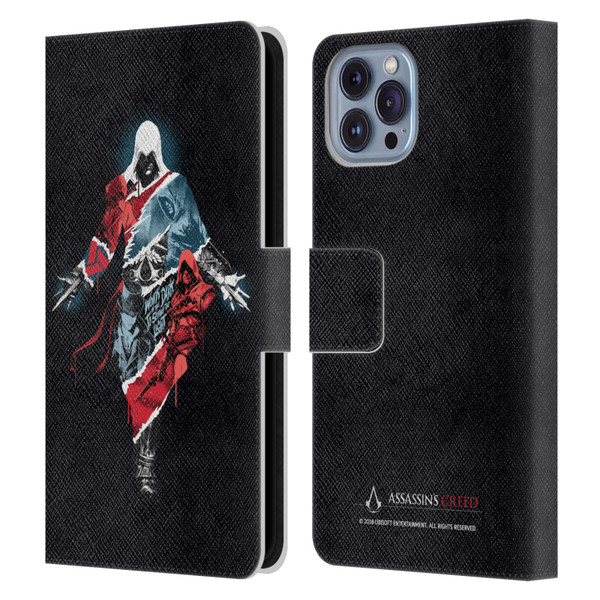 Assassin's Creed Legacy Character Artwork Double Exposure Leather Book Wallet Case Cover For Apple iPhone 14