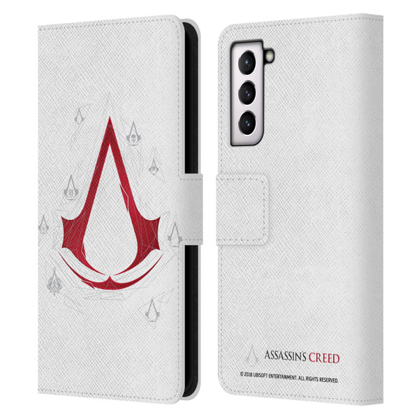 Assassin's Creed Legacy Logo Geometric White Leather Book Wallet Case Cover For Samsung Galaxy S21 5G