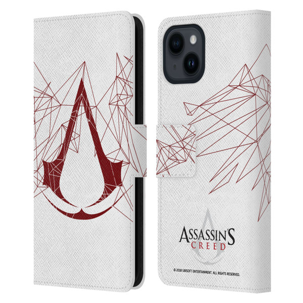 Assassin's Creed Logo Geometric Leather Book Wallet Case Cover For Apple iPhone 15