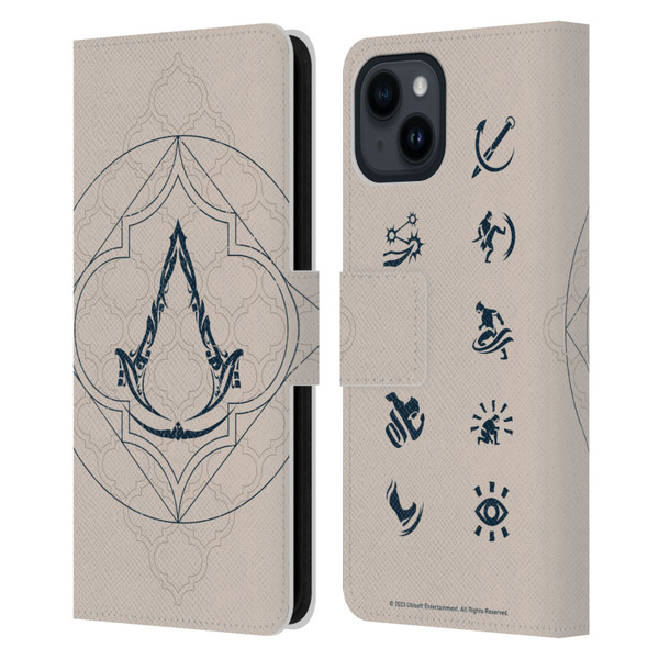 Assassin's Creed Mirage Graphics Crest Leather Book Wallet Case Cover For Apple iPhone 15