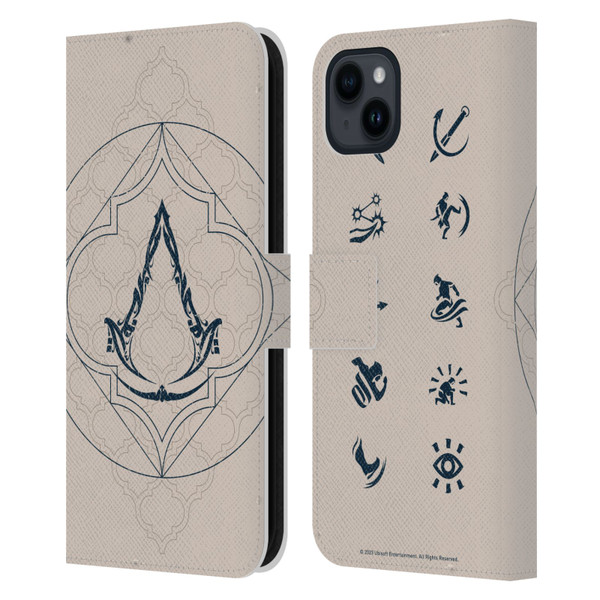 Assassin's Creed Mirage Graphics Crest Leather Book Wallet Case Cover For Apple iPhone 15 Plus