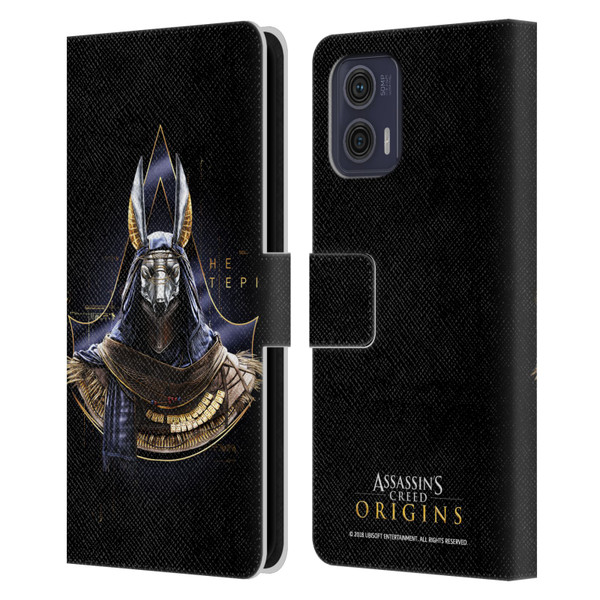 Assassin's Creed Origins Character Art Hetepi Leather Book Wallet Case Cover For Motorola Moto G73 5G