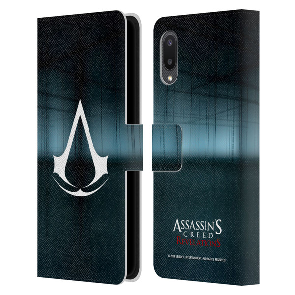 Assassin's Creed Revelations Logo Animus Black Room Leather Book Wallet Case Cover For Samsung Galaxy A02/M02 (2021)