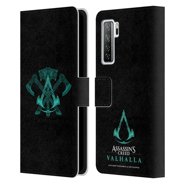 Assassin's Creed Valhalla Symbols And Patterns ACV Weapons Leather Book Wallet Case Cover For Huawei Nova 7 SE/P40 Lite 5G