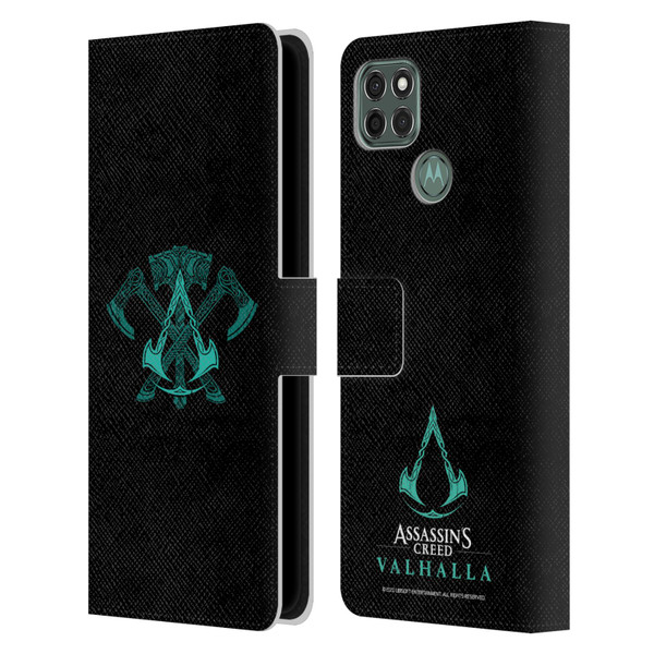 Assassin's Creed Valhalla Symbols And Patterns ACV Weapons Leather Book Wallet Case Cover For Motorola Moto G9 Power