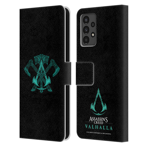 Assassin's Creed Valhalla Symbols And Patterns ACV Weapons Leather Book Wallet Case Cover For Samsung Galaxy A13 (2022)