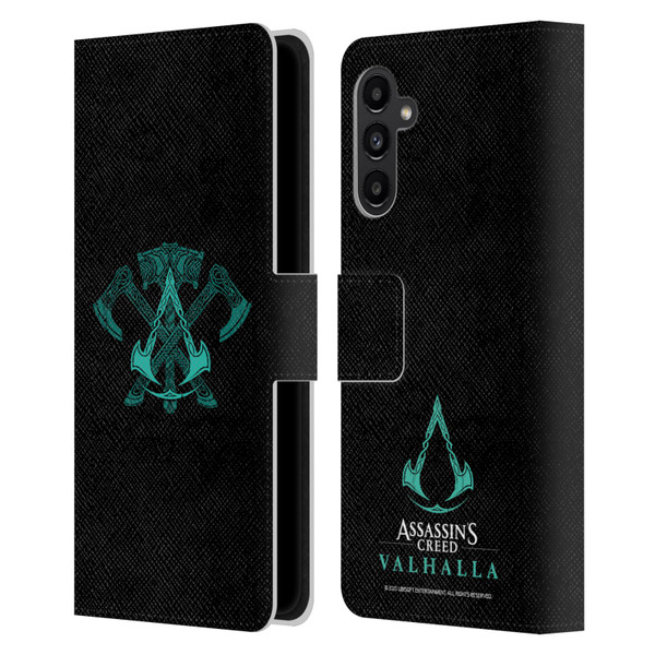 Assassin's Creed Valhalla Symbols And Patterns ACV Weapons Leather Book Wallet Case Cover For Samsung Galaxy A13 5G (2021)