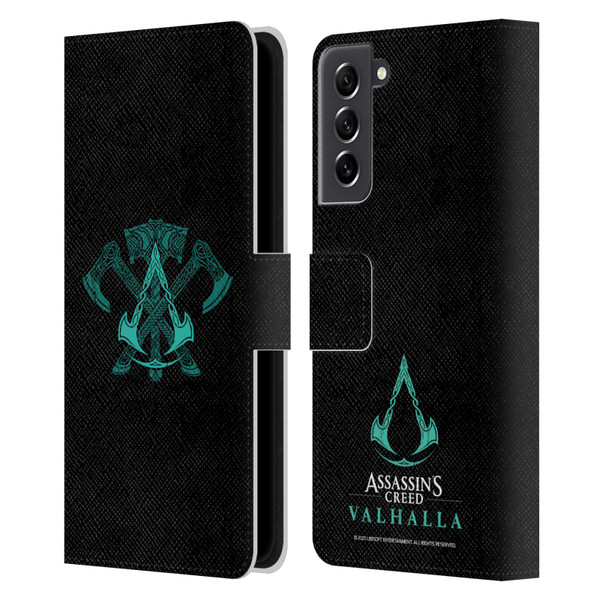 Assassin's Creed Valhalla Symbols And Patterns ACV Weapons Leather Book Wallet Case Cover For Samsung Galaxy S21 FE 5G