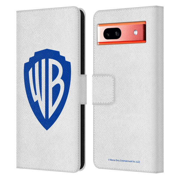 Warner Bros. Shield Logo White Leather Book Wallet Case Cover For Google Pixel 7a
