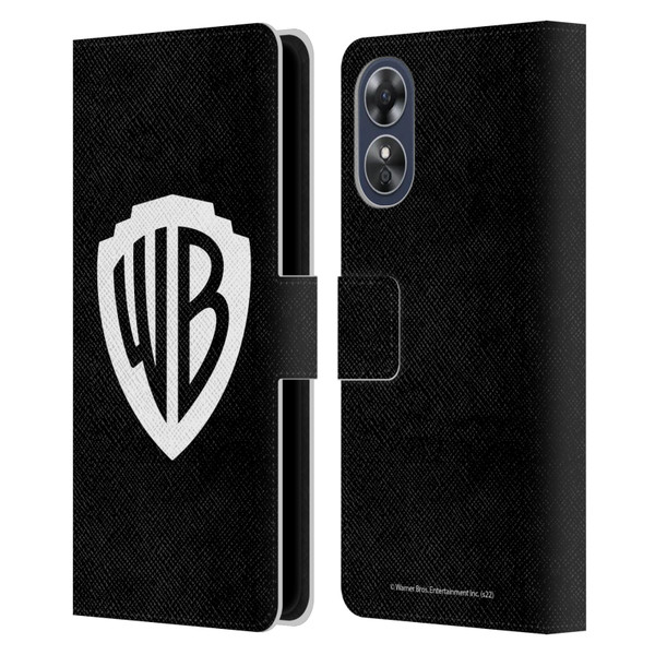Warner Bros. Shield Logo Black Leather Book Wallet Case Cover For OPPO A17