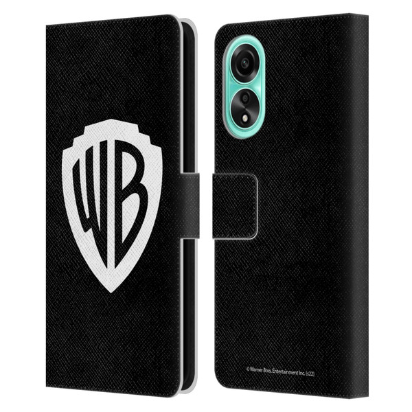 Warner Bros. Shield Logo Black Leather Book Wallet Case Cover For OPPO A78 5G
