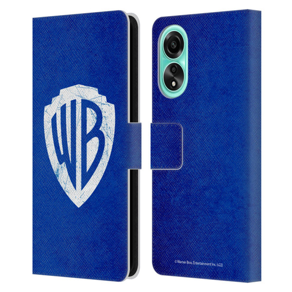 Warner Bros. Shield Logo Distressed Leather Book Wallet Case Cover For OPPO A78 4G
