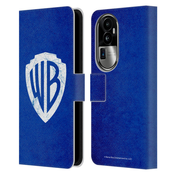 Warner Bros. Shield Logo Distressed Leather Book Wallet Case Cover For OPPO Reno10 Pro+