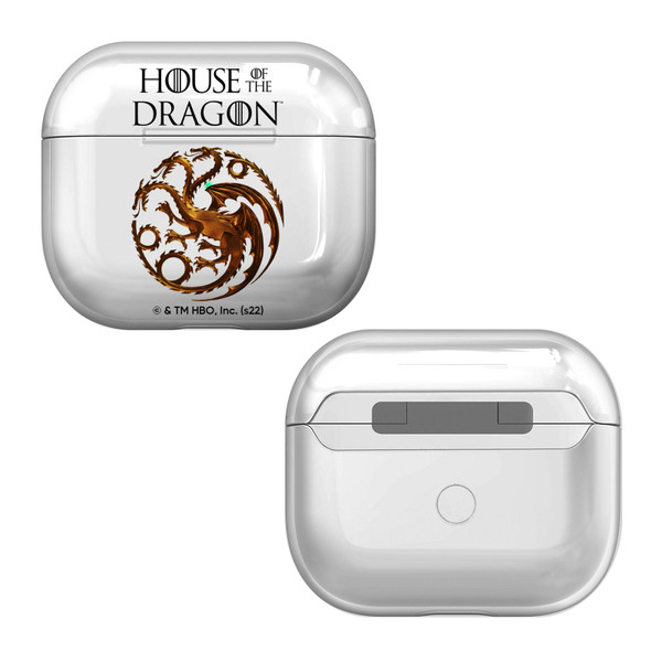 House Of The Dragon: Television Series Graphics Targaryen Emblem Art Clear Hard Crystal Cover Case for Apple AirPods 3 3rd Gen Charging Case