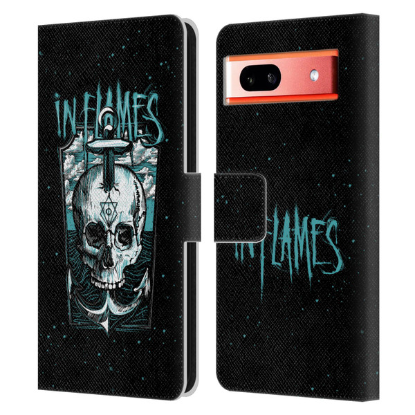 In Flames Metal Grunge Anchor Skull Leather Book Wallet Case Cover For Google Pixel 7a