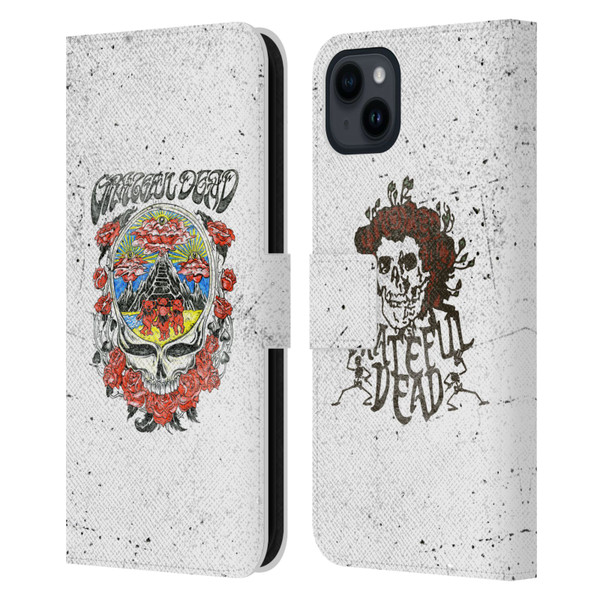 Grateful Dead Trends Rose Leather Book Wallet Case Cover For Apple iPhone 15 Plus