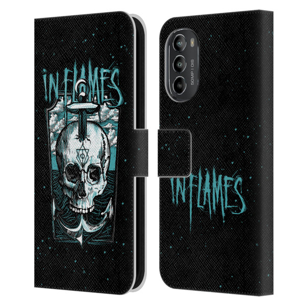 In Flames Metal Grunge Anchor Skull Leather Book Wallet Case Cover For Motorola Moto G82 5G