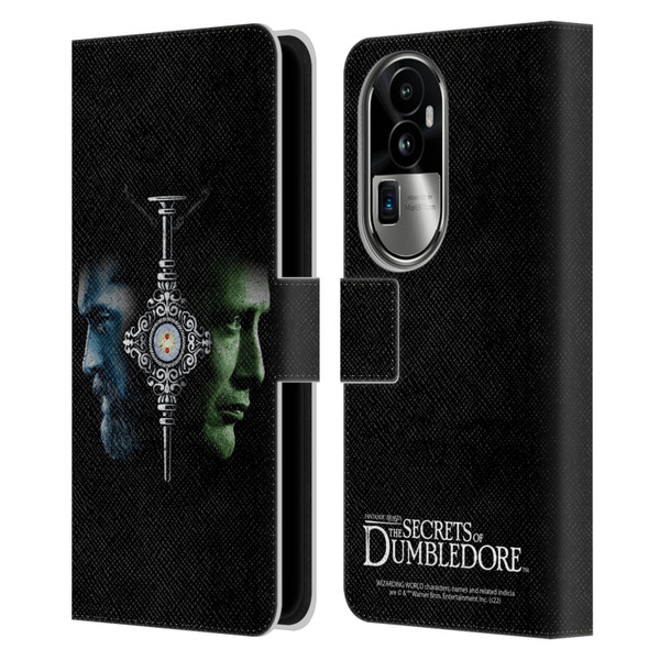Fantastic Beasts: Secrets of Dumbledore Graphic Core Dumbledore And Grindelwald Leather Book Wallet Case Cover For OPPO Reno10 Pro+