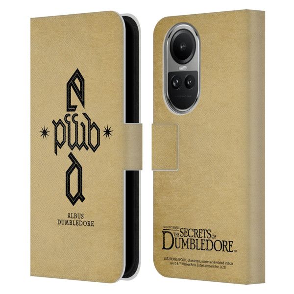 Fantastic Beasts: Secrets of Dumbledore Graphics Dumbledore's Monogram Leather Book Wallet Case Cover For OPPO Reno10 5G / Reno10 Pro 5G