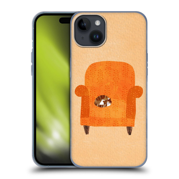 Planet Cat Arm Chair Orange Chair Cat Soft Gel Case for Apple iPhone 15 Plus