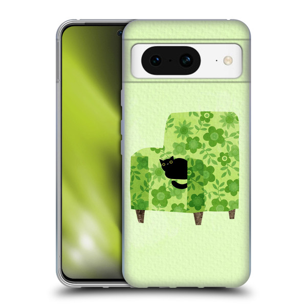 Planet Cat Arm Chair Pear Green Chair Cat Soft Gel Case for Google Pixel 8