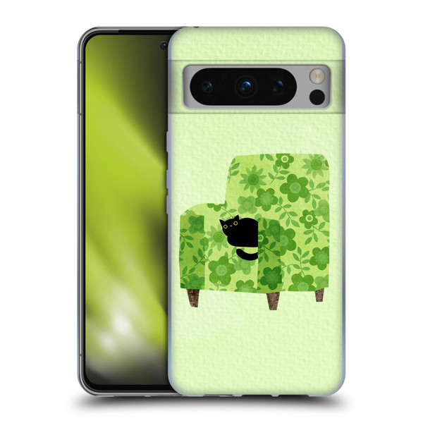 Planet Cat Arm Chair Pear Green Chair Cat Soft Gel Case for Google Pixel 8 Pro