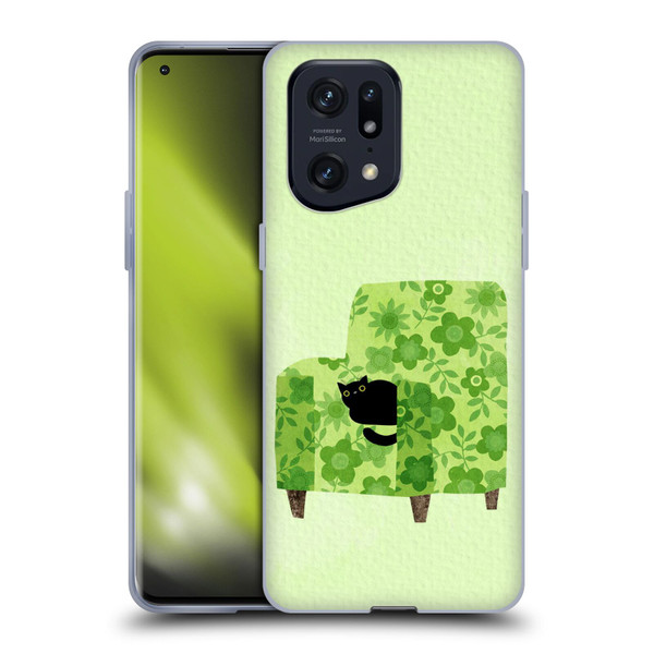 Planet Cat Arm Chair Pear Green Chair Cat Soft Gel Case for OPPO Find X5 Pro
