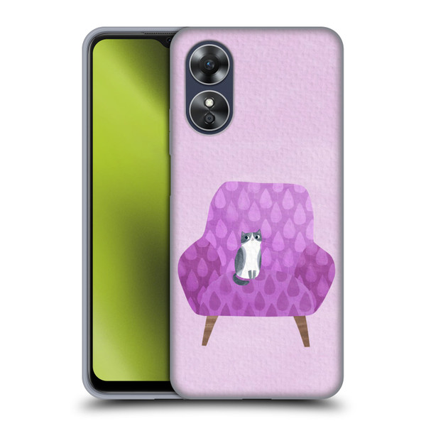 Planet Cat Arm Chair Lilac Chair Cat Soft Gel Case for OPPO A17