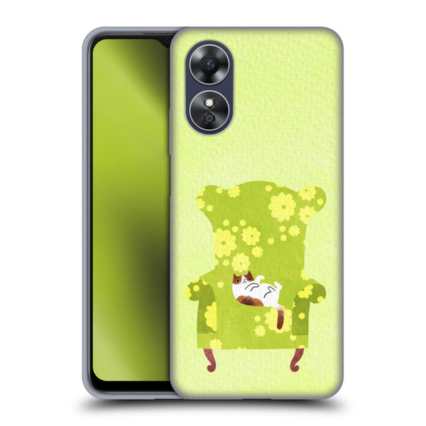 Planet Cat Arm Chair Lime Chair Cat Soft Gel Case for OPPO A17