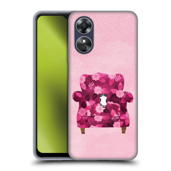 Planet Cat Arm Chair Raspberry Chair Cat Soft Gel Case for OPPO A17