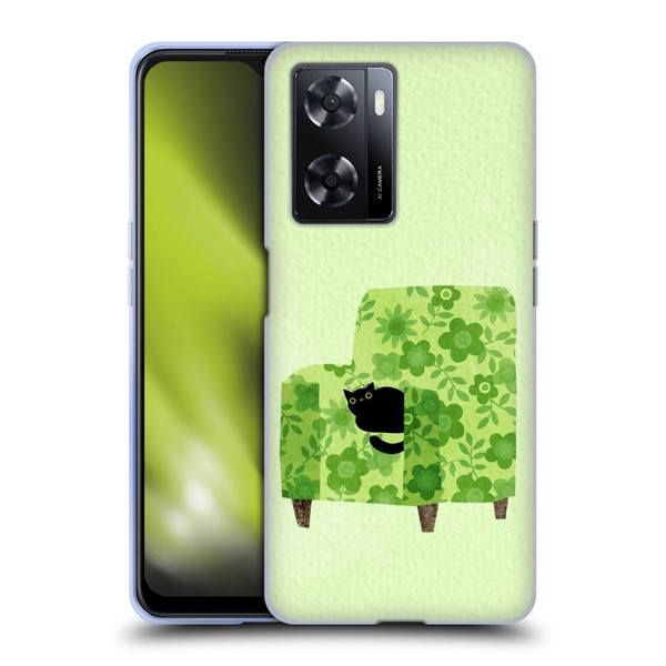 Planet Cat Arm Chair Pear Green Chair Cat Soft Gel Case for OPPO A57s