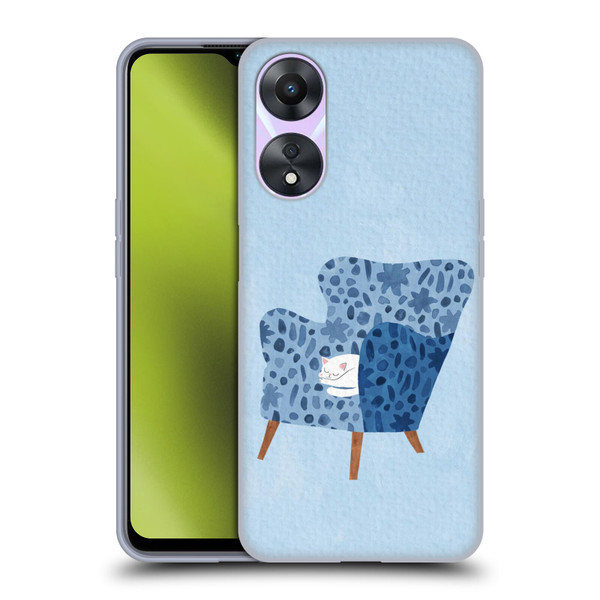 Planet Cat Arm Chair Cornflower Chair Cat Soft Gel Case for OPPO A78 5G