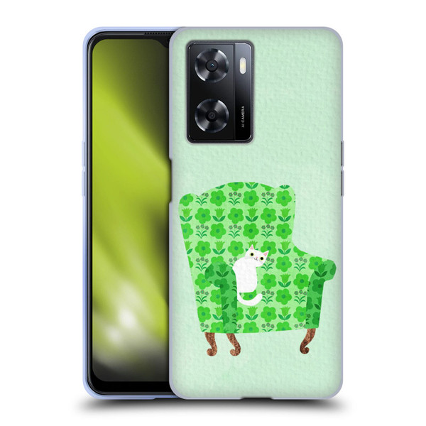 Planet Cat Arm Chair Spring Green Chair Cat Soft Gel Case for OPPO A57s